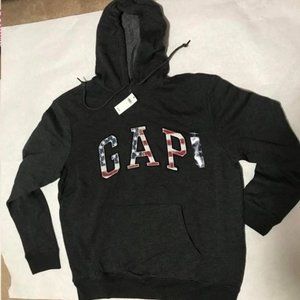 Gap Logo USA Flag Hoodie Gray Men Large